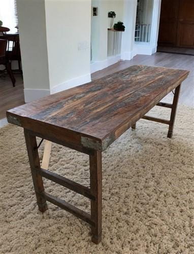 Rustic Folding Table, Vintage Dining Room Table, Kitchen Island, Sofa Table, B90