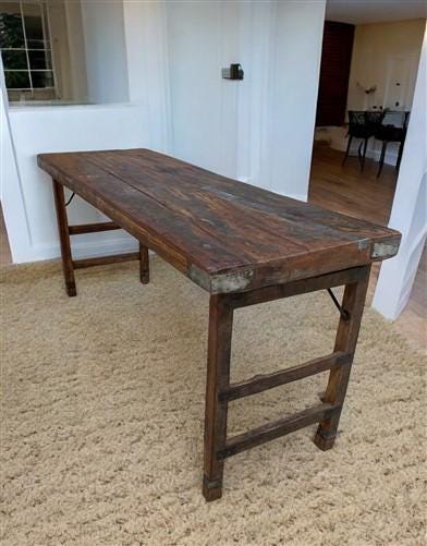 Rustic Folding Table, Vintage Dining Room Table, Kitchen Island, Sofa Table, B90