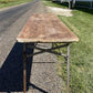 Stained Vintage German Beer Garden Table, Portable Industrial Wood Table, A7