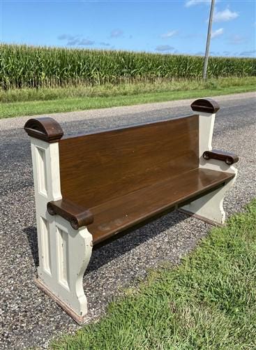 Vintage Wooden Church Pew, Porch Bench, Entry Foyer Bench, Dining Seating, C24