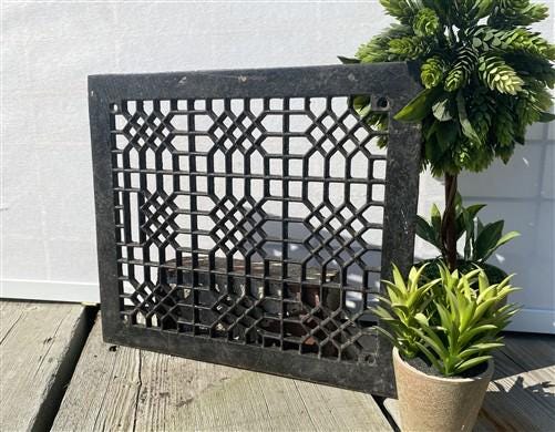 Ornate Art Deco Cast Iron Grate Vintage Wall Floor Fireplace Register Vent A3