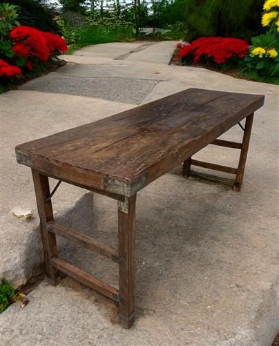 Rustic Folding Table, Vintage Dining Room Table, Kitchen Island, Sofa Table, B78