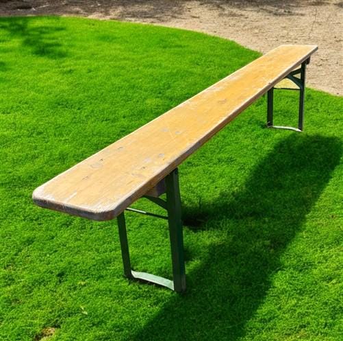 Yellow Vintage German Beer Garden Bench, Portable Industrial Wood Bench Seat, Y5