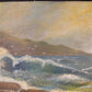 1920s E Crowe Seascape Painting on Canvas Board, Original Art Waterscape, Q