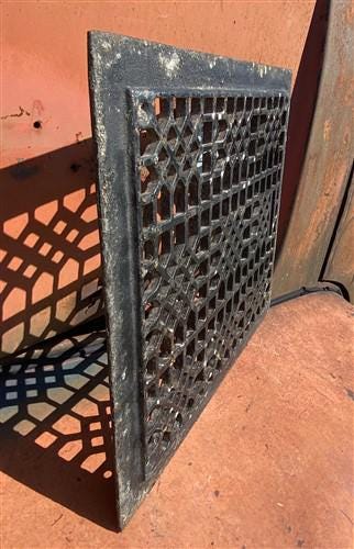 Ornate Art Deco Cast Iron Grate Vintage Wall Floor Fireplace Register Vent A5