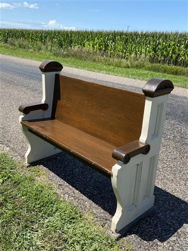 Vintage Wooden Church Pew, 3' 8" Porch Bench, Entry Foyer, Dining Seating, C32