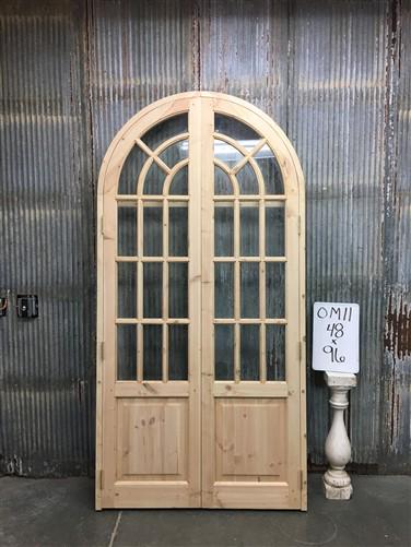 Arched French Double Door (48x96) 14 Pane Glass Door European Styled w Jamb OM11