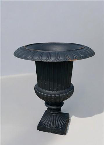 39" Tall Cast Iron Fluted Urn, Flower Pot Planter, Garden Patio Yard Art B5