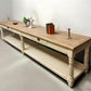 12' Antiqued Kitchen Island with Drawers, Store Counter Display Harvest Table