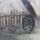 1880s Midwest Landscape Painting on Canvas, Original Art Winter Village, C