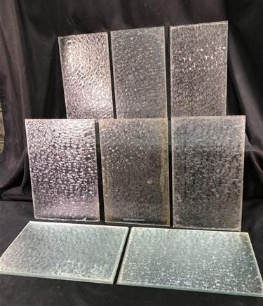 10 Panes Vintage Clear Florentine Wissmach Glass, Muranese Textured Glass k