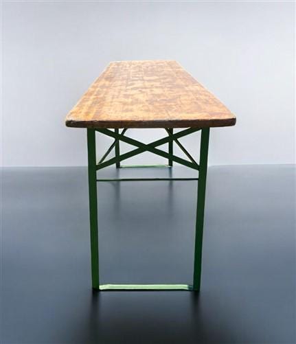 Vintage German Beer Garden Table, Portable Industrial Wood Table, Dining, C92