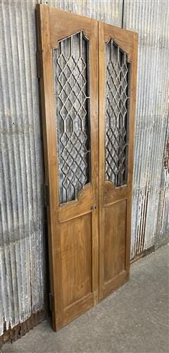 Vintage Indian Garden Gates, Carved Teak Metal Doors, Architectural Salvage A112