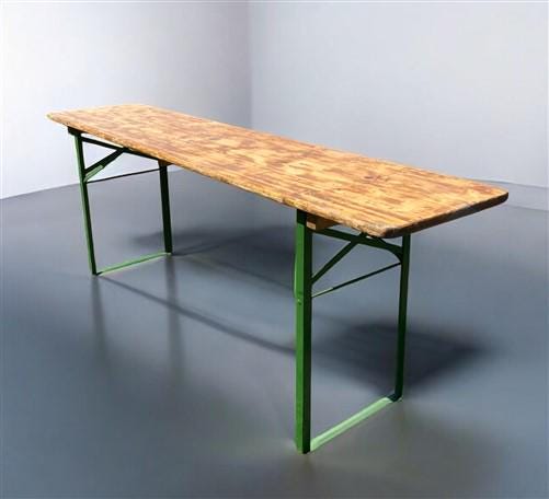 Vintage German Beer Garden Table, Portable Industrial Wood Table, Dining, C92