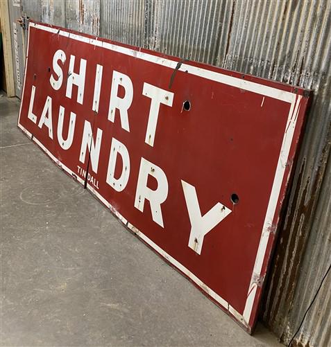 11' Shirt Laundry Sign, Vintage Tin Sign, Advertising, Laundry, Single Side