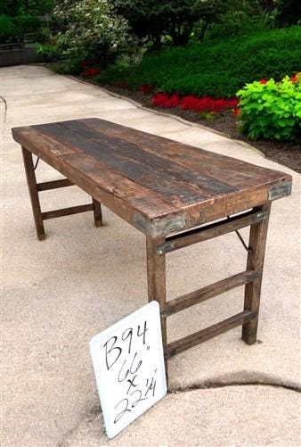 Rustic Folding Table, Vintage Dining Room Table, Kitchen Island, Sofa Table, B94