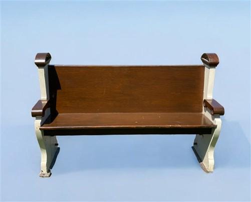 Vintage Wooden Church Pew, 4' 6" Porch Bench, Entry Foyer, Dining Seating, C28