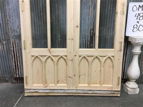 Arched French Double Door (48x80) 5 Pane Glass Door European Styled w Jamb OM2