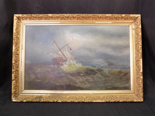 1900s Cora Dixon Seascape Painting on Canvas, Original Art Signed Framed, H