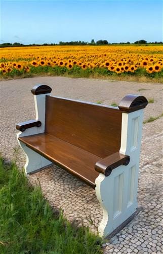 Vintage Wooden Church Pew, Porch Bench, Entry Foyer Bench, Dining Seating, C25