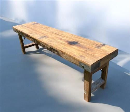 Rustic Folding Bench, Vintage Reclaimed Wood Bench, Farmhouse Decor Seat, A40