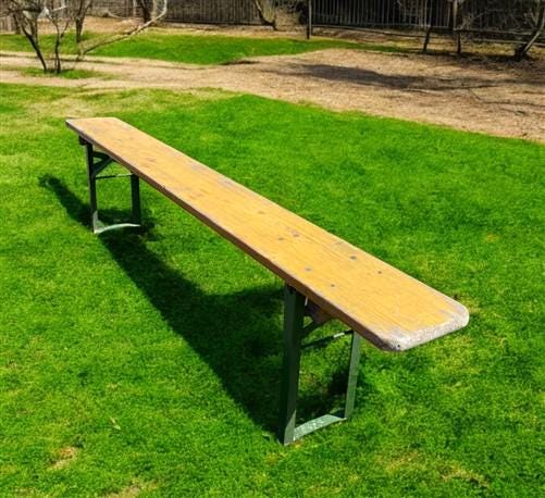 Yellow Vintage German Beer Garden Bench, Portable Industrial Wood Bench Seat, Y5