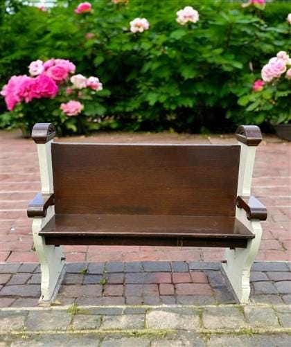 Vintage Wooden Church Pew, Porch Bench, Entry Foyer Bench, Dining Seating, C23