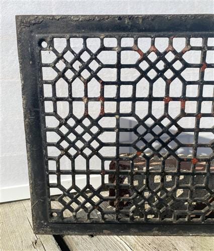 Ornate Art Deco Cast Iron Grate Vintage Wall Floor Fireplace Register Vent A4