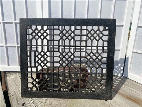 Ornate Art Deco Cast Iron Grate Vintage Wall Floor Fireplace Register Vent A6