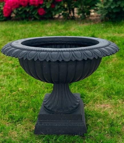 30" Tall Cast Iron Fluted Urn, Flower Pot Planter, Garden Patio Yard Art A4