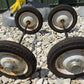 4 Vintage Metal Baby Buggy Wheels Pedal Car Garden Cart Pumpkin Wagon A51