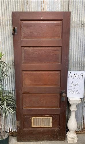 Vintage American Door (32x79.5) Five Panel Interior Door, Architectural, AM69