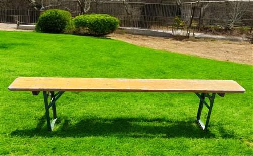 Yellow Vintage German Beer Garden Bench, Portable Industrial Wood Bench Seat, Y5