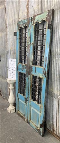 Vintage Indian Garden Gates, Teak Metal Carved Doors, Architectural Salvage A109