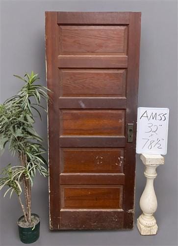 Vintage American Door (32x78.5) Five Panel Interior Door, Architectural AM55