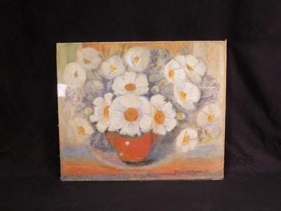 1920s Sweet Laura Lee Depression Era Folk Art Paint Canvas Plexi, Original J