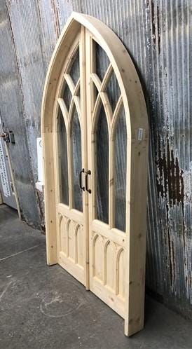 Arched French Double Door (48x80) 5 Pane Glass Door European Styled w Jamb OM2