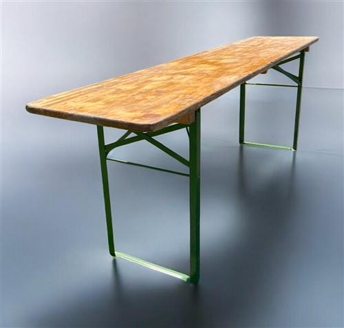 Vintage German Beer Garden Table, Portable Industrial Wood Table, Dining, C92