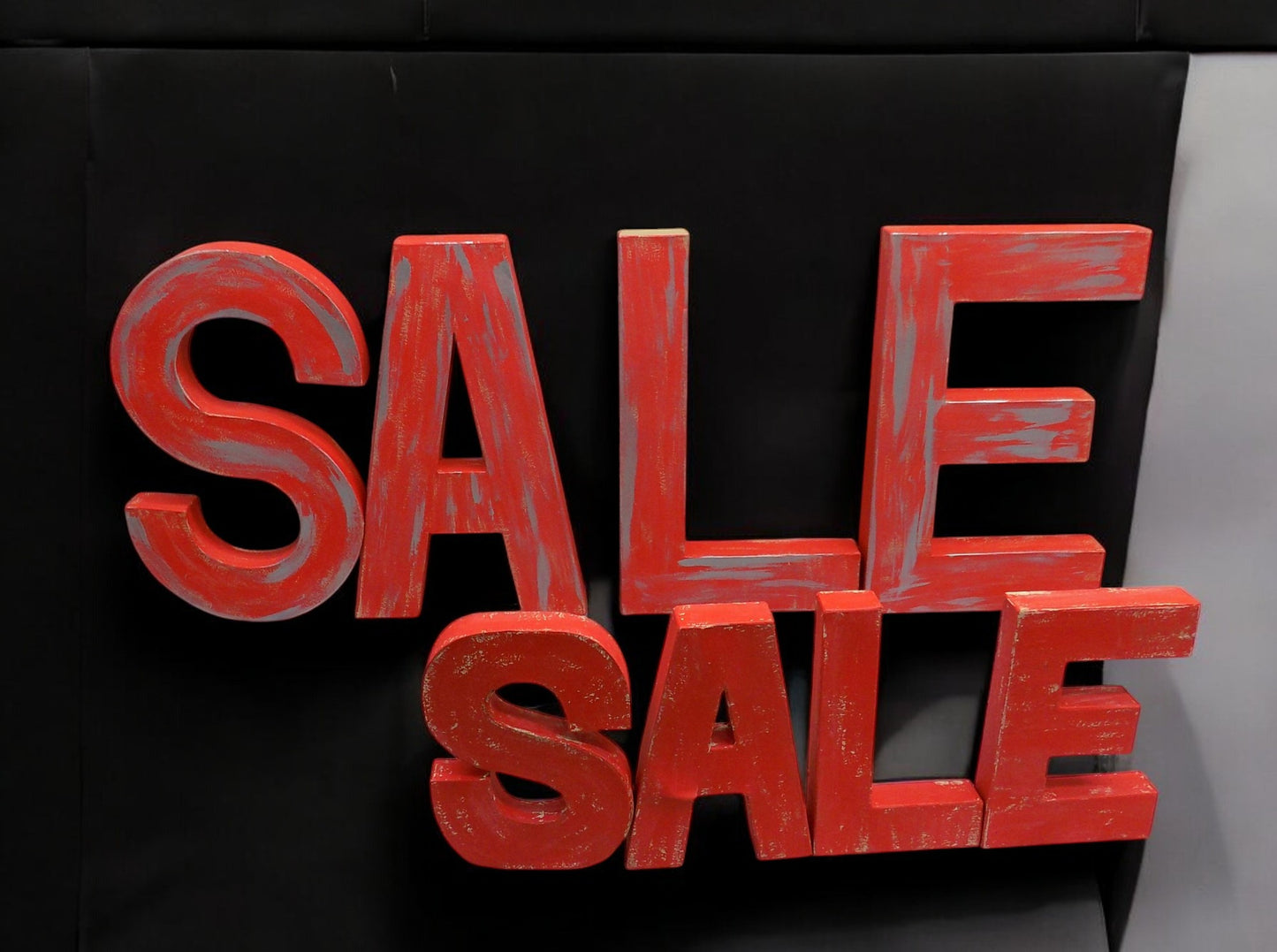 Sale Cardboard Letters, Advertising Sign, Red Vintage Display, Large Sale Sign