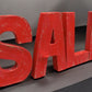 Sale Cardboard Letters, Advertising Sign, Red Vintage Display, Large Sale Sign