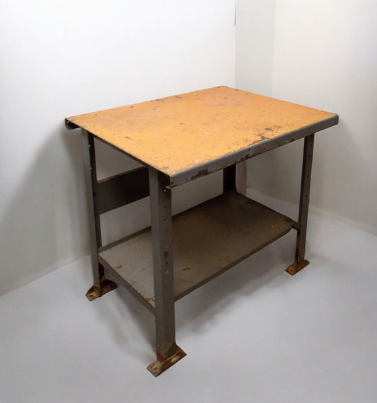 Industrial Metal Workbench Table, Vintage Garage Bench, Industrial Work Table