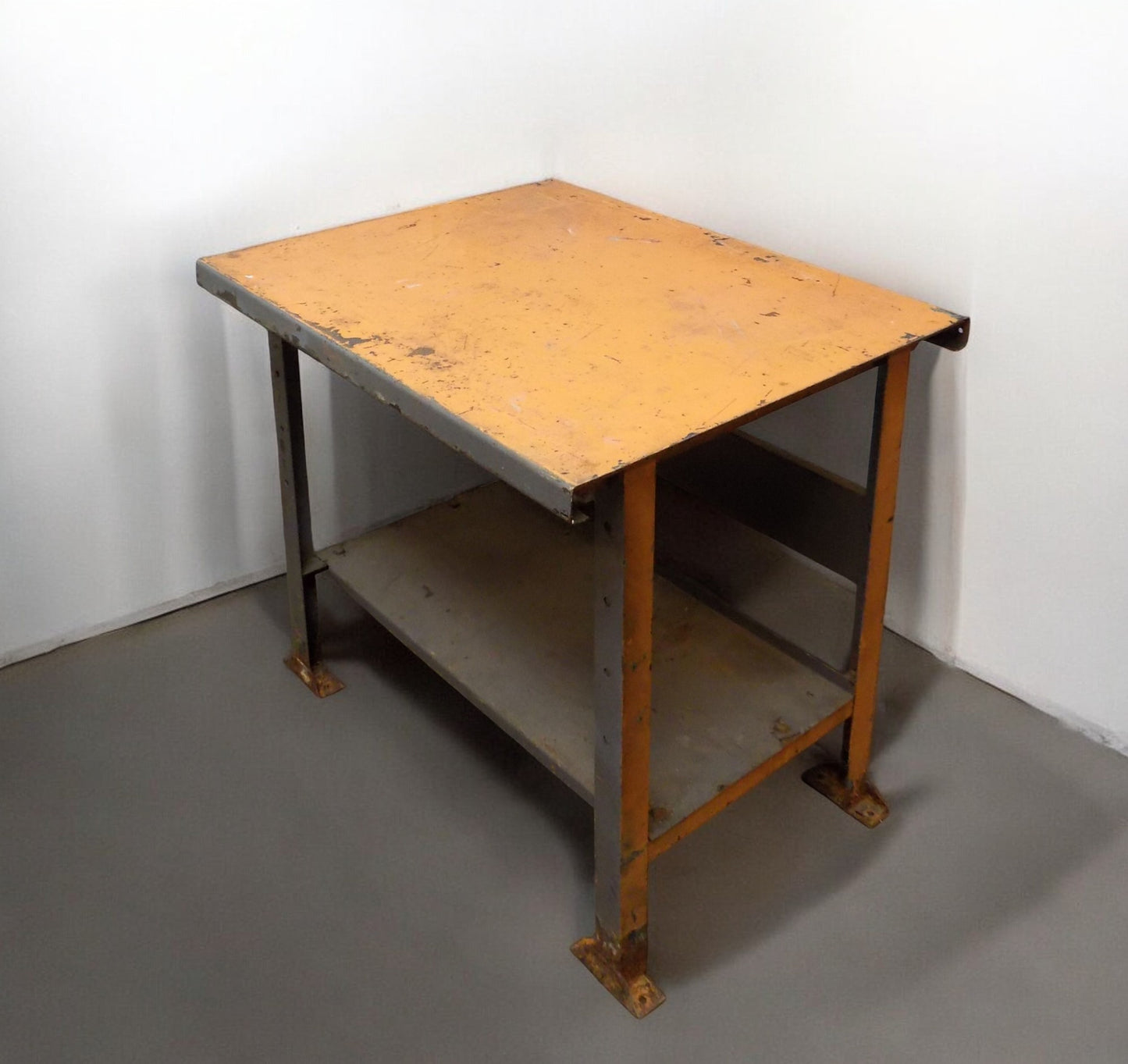 Industrial Metal Workbench Table, Vintage Garage Bench, Industrial Work Table