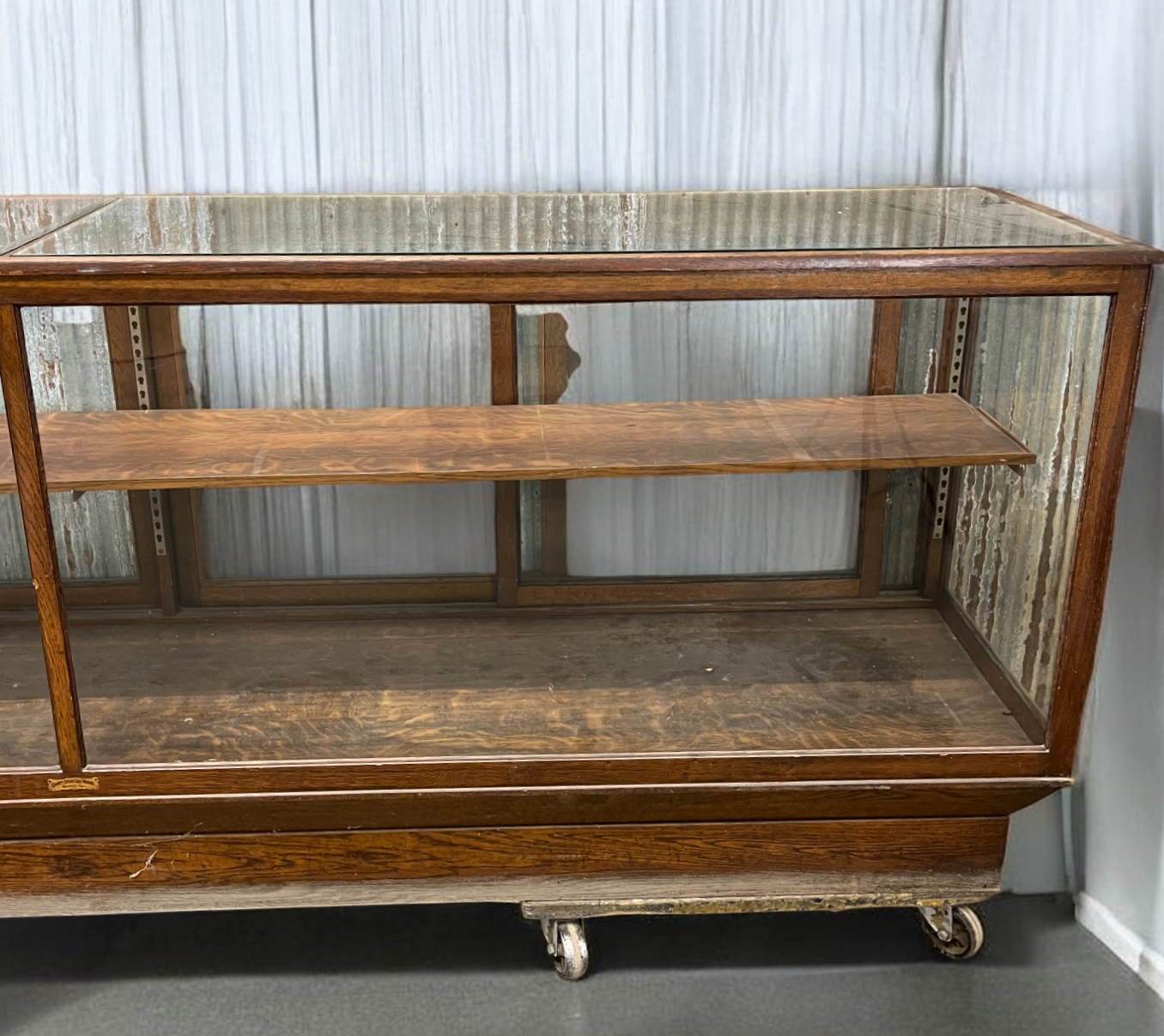 Quincy Showcase Works Store Counter, Vintage Display Case, Glass Display Cabinet