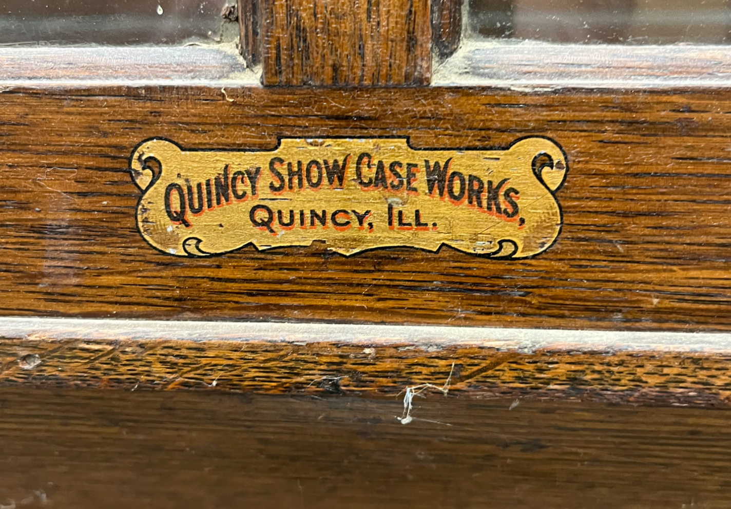 Quincy Showcase Works Store Counter, Vintage Display Case, Glass Display Cabinet