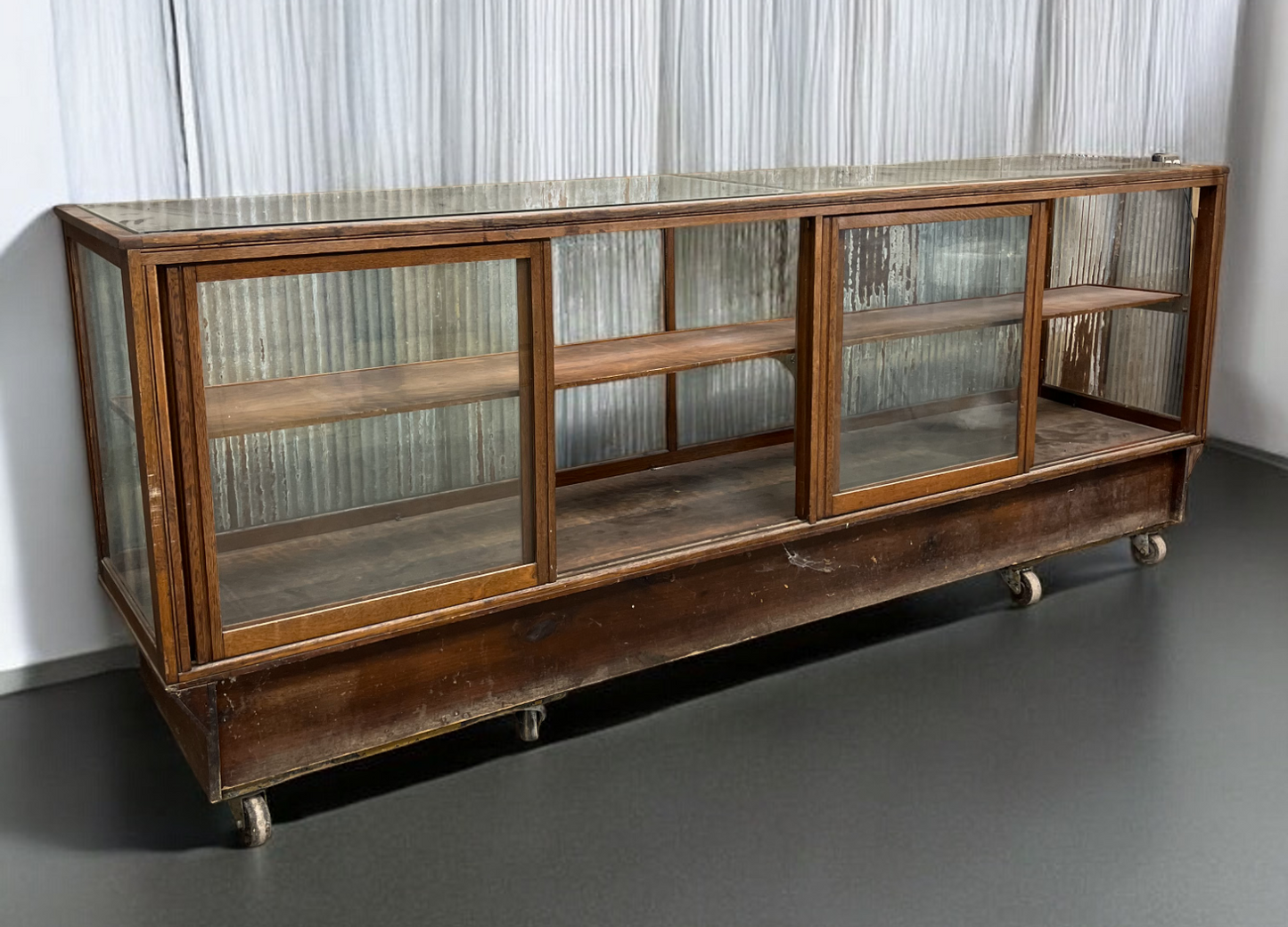 Quincy Showcase Works Store Counter, Vintage Display Case, Glass Display Cabinet