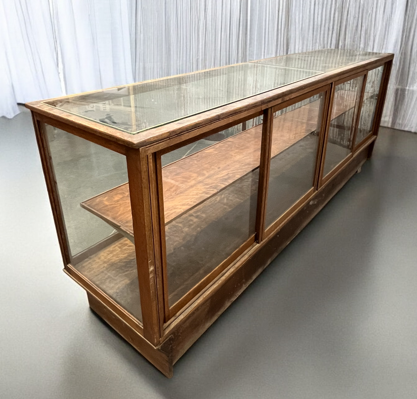 Quincy Showcase Works Store Counter, Vintage Display Case, Glass Display Cabinet