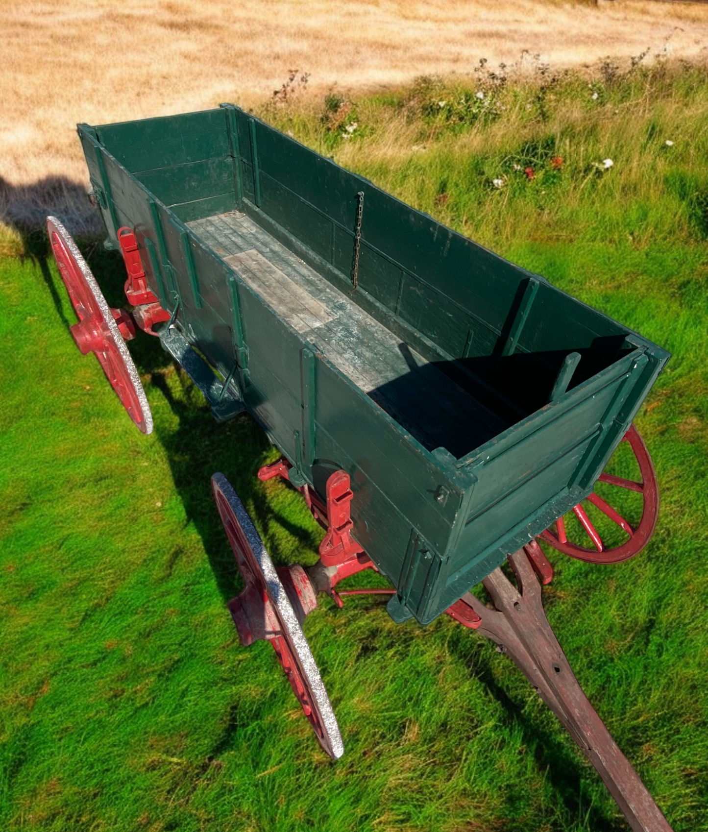 Green Chuck Wagon, High Wheel Wagon, Vintage Farm Wagon, Horse Drawn Buckboard