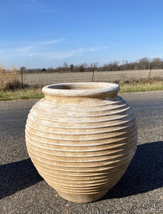 Ribbed Olive Jar, Greek Pottery, Outdoor Planter, Terracotta, Greek Olive Jar, D