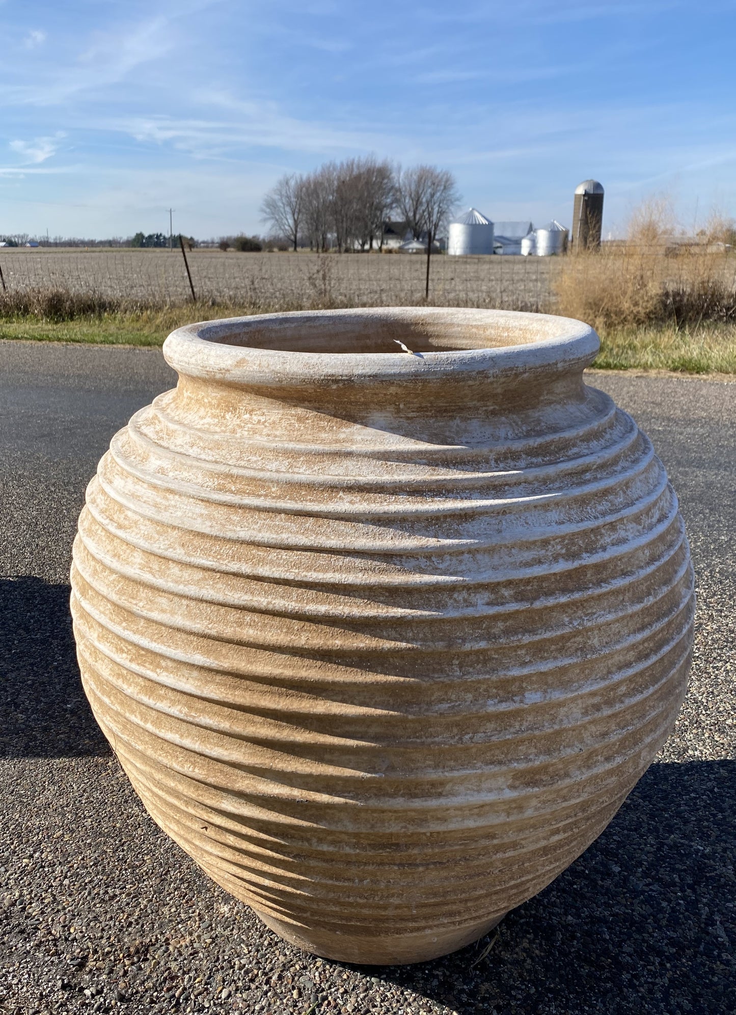 Ribbed Olive Jar, Greek Pottery, Outdoor Planter, Terracotta, Greek Olive Jar, D