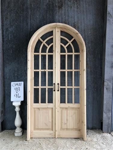 Arched French Double Door (48x96) 14 Pane Glass Door European Styled w Jamb OM11